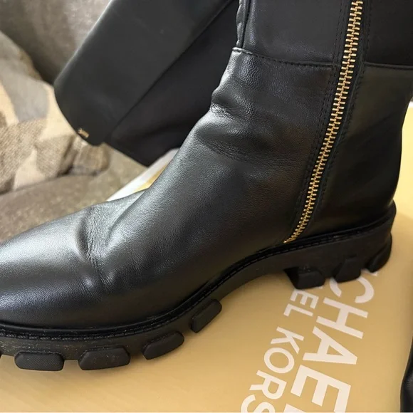 Michael Kors Ridley Black Leather Knee-High Boots - Picture 4 of 7